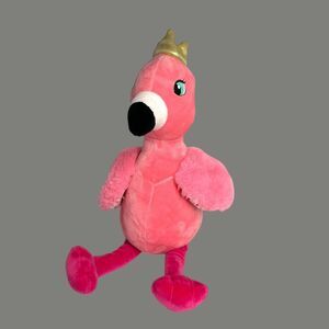 Jemini Pink Flamingo Princess Queen Golden Crown Sitting Soft Plush Toy 10 Inch